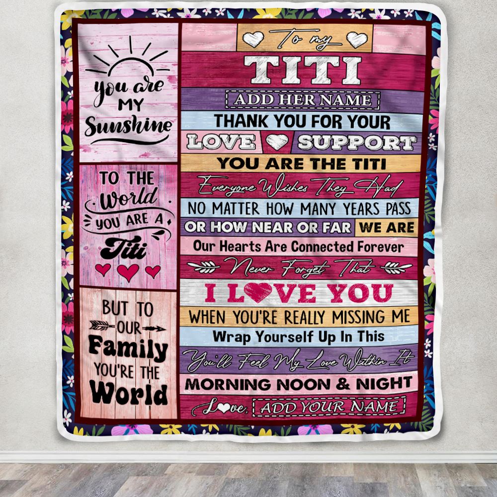 Personalized To My Titi Gifts Blanket From Niece Nephew Wood You Are The Titi Birthday Gifts Mothers Day Christmas Customized Fleece Throw Blanket | teecentury