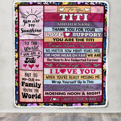 Personalized To My Titi Gifts Blanket From Niece Nephew Wood You Are The Titi Birthday Gifts Mothers Day Christmas Customized Fleece Throw Blanket | teecentury