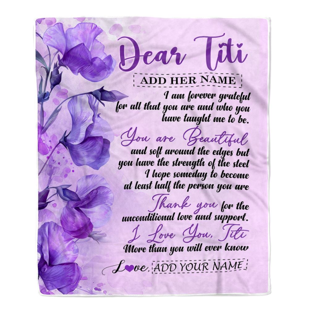 Personalized To My Titi Gifts From Niece Nephew Blanket Flower You Are Beautiful Gifts For Titi Mothers Day Birthday Christmas Customized Fleece Throw Blanket | teecentury