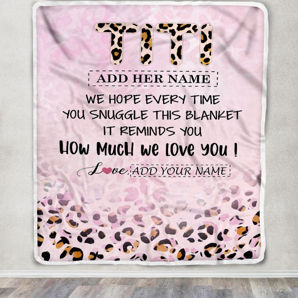 Personalized To My Titi Gifts From Niece Nephew Blanket Pink Leopard Happy Birthday Gifts For Titi Mothers Day Christmas Customized Fleece Throw Blanket | teecentury