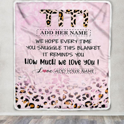 Personalized To My Titi Gifts From Niece Nephew Blanket Pink Leopard Happy Birthday Gifts For Titi Mothers Day Christmas Customized Fleece Throw Blanket | teecentury