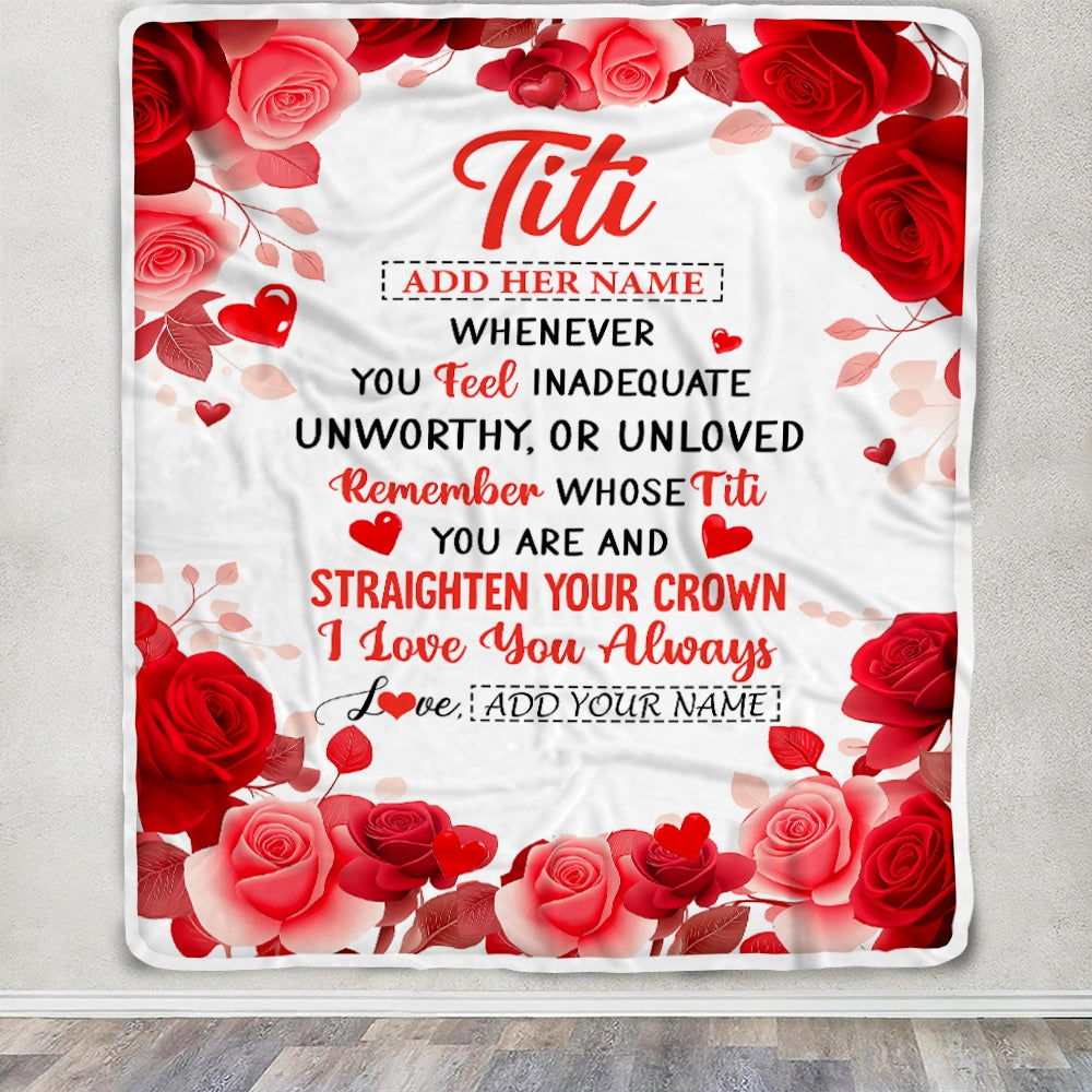Personalized To My Titi Gifts From Niece Nephew Blanket Rose Flower Anniversary Birthday Gifts Titi Mothers Day Thanksgiving Christmas Custom Fleece Blanket | teecentury
