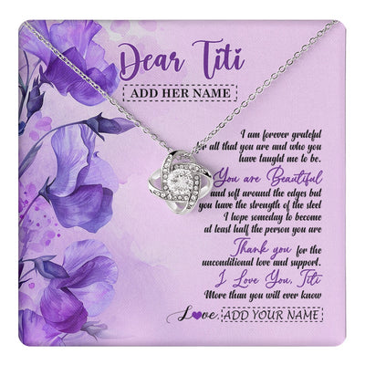 Love Knot Necklace 14K White Gold Finish | 1 | Personalized To My Titi Gifts From Niece Nephew Necklace Flower You Are Beautiful Gifts For Titi Mothers Day Birthday Christmas Custom Gift Box Message Card | teecentury.myshopify