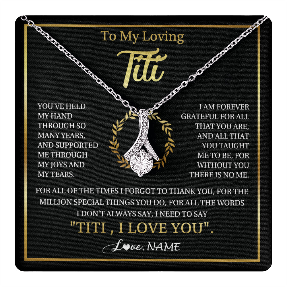 Alluring Beauty Necklace 14K White Gold Finish | 1 | Personalized To My Titi Gifts Necklace From Niece Nephew Grateful Thank You Titi Birthday Gifts Mothers Day Jewelry Christmas Customized Gift Box Message | teecentury