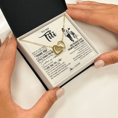 Interlocking Hearts Necklace 18K Yellow Gold Finish | 2 | Personalized To My Titi Necklace From Niece For All The Times That I Forgot To Thank You Titi Birthday Mothers Day Christmas Customized Gift Box Message Card | teecentury