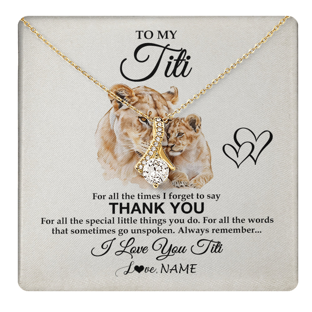 Alluring Beauty Necklace 18K Yellow Gold Finish | 1 | Personalized To My Titi Necklace From Niece Nephew Thank You Lion Titi Gift For Mothers Day Birthday Gift Christmas For Titi Customized Gift Box Message Card | teecentury