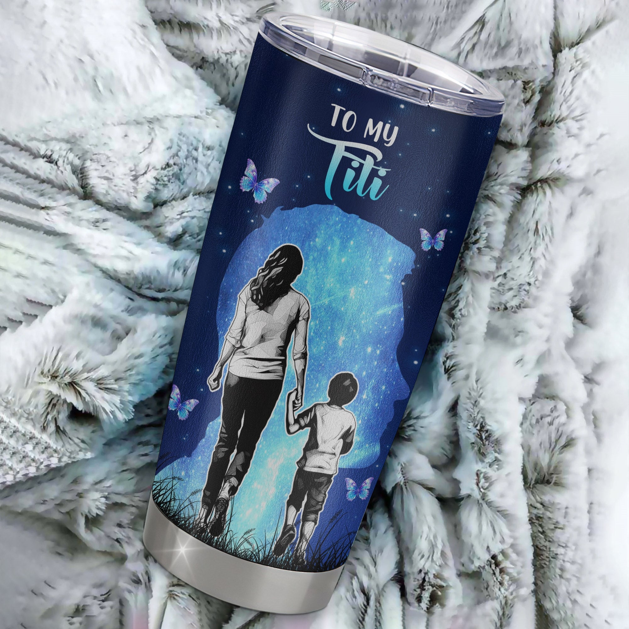 Personalized To My Titi Tumbler From Nephew Stainless Steel Cup Butterfly Forever And Always Titi Gift Birthday Mothers Day Thanksgiving Christmas Travel Mug | teecentury
