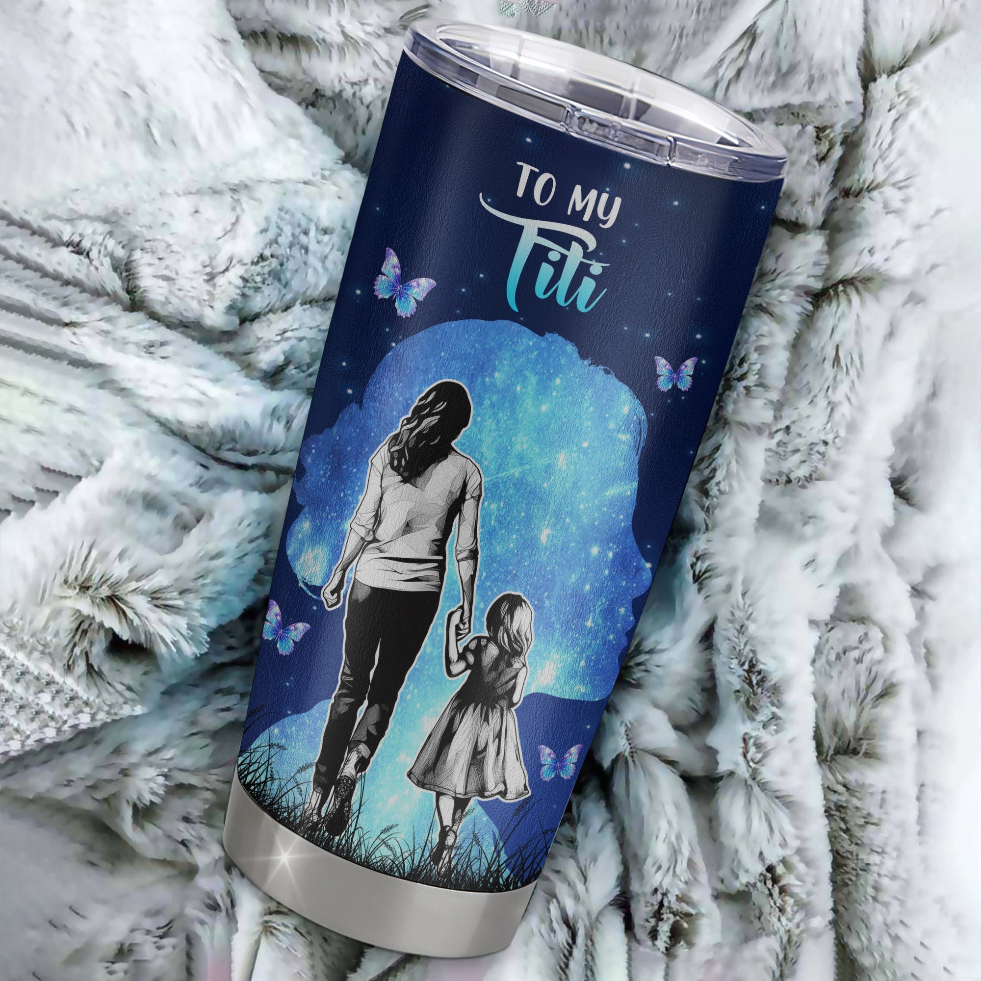 Personalized To My Titi Tumbler From Niece Stainless Steel Cup Butterfly Forever And Always Titi Gift Birthday Mothers Day Thanksgiving Christmas Travel Mug | teecentury