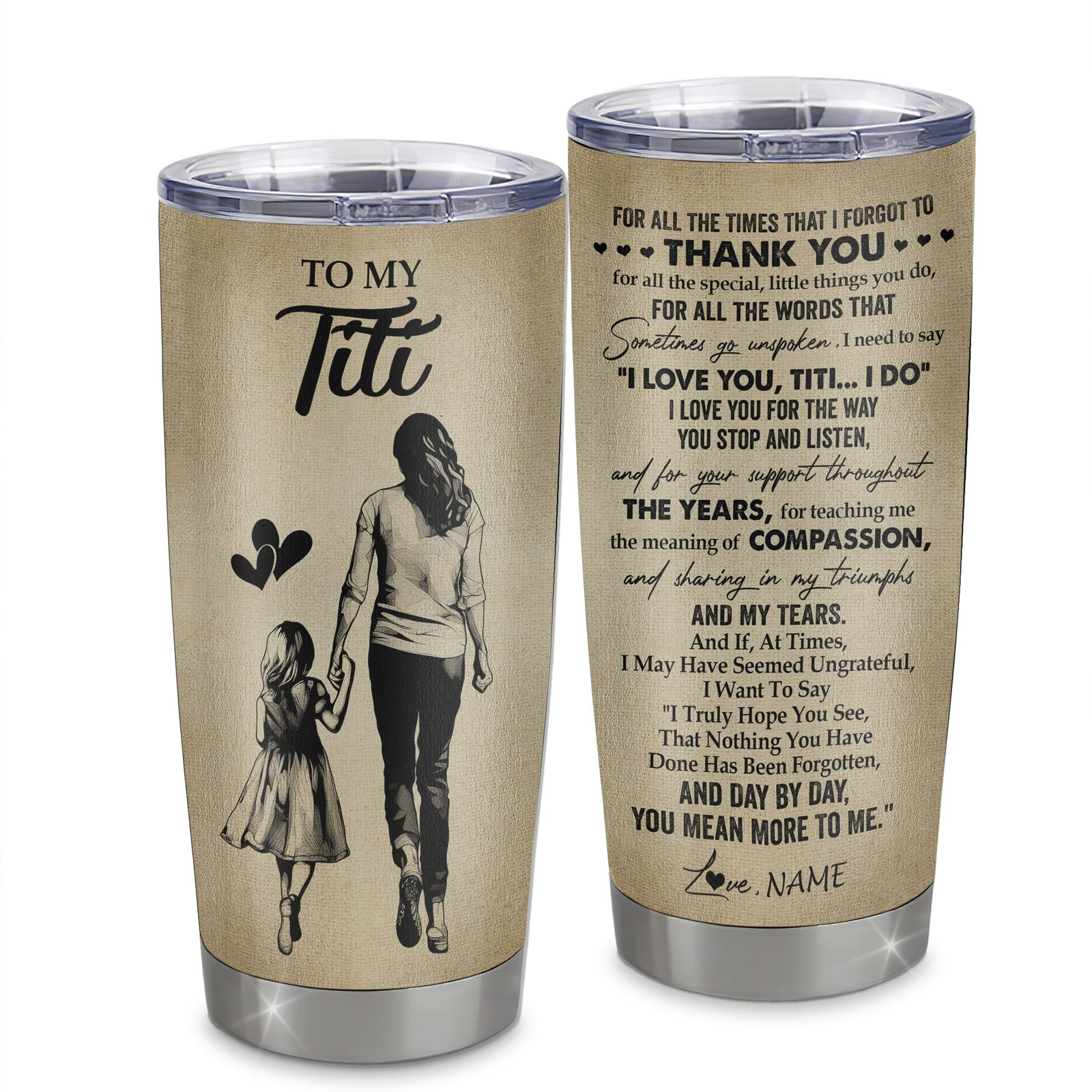Personalized To My Titi Tumbler From Niece Stainless Steel Cup For All The Times That I Forgot To Thank You Titi Birthday Mothers Day Christmas Travel Mug | teecentury