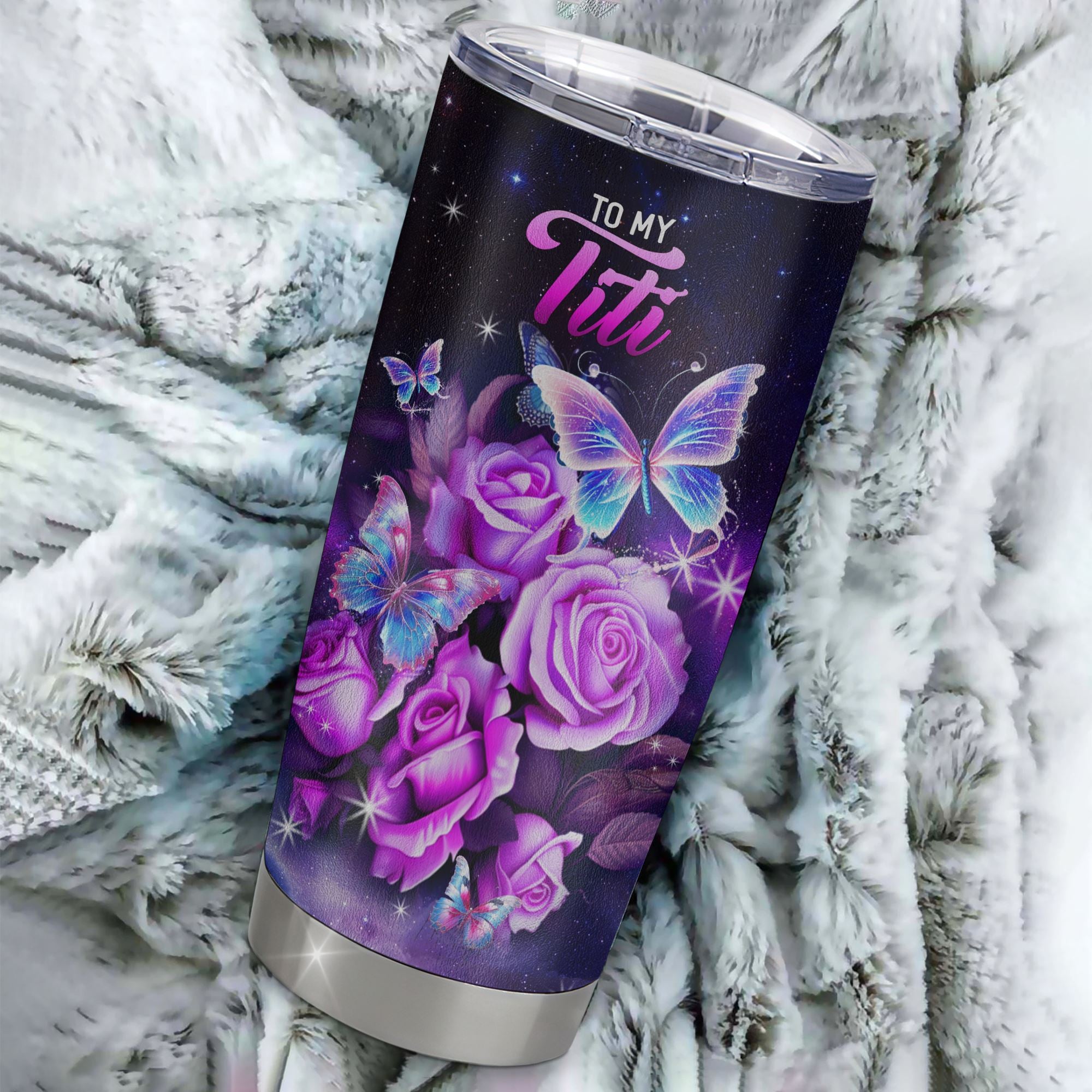 Personalized To My Titi Tumbler From Niece Stainless Steel Cup Grateful Thank You Butterfly Titi Gift Birthday Mothers Day Thanksgiving Christmas Travel Mug | teecentury