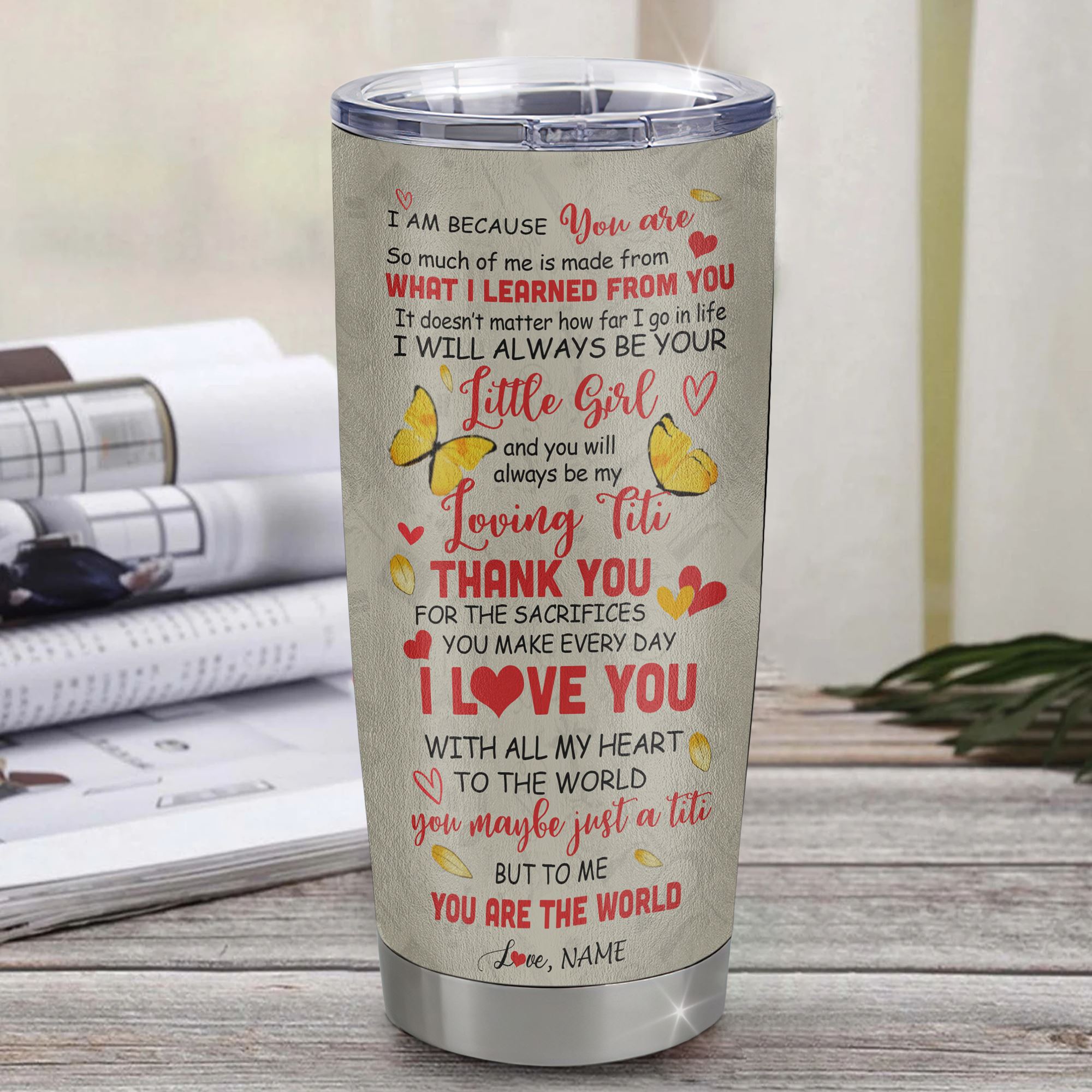 Personalized To My Titi Tumbler From Niece Stainless Steel Cup Thank You Dancing Sunflower Titi Birthday Mothers Day Thanksgiving Christmas Travel Mug | teecentury