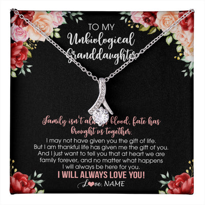 Alluring Beauty Necklace 14K White Gold Finish | 1 | Personalized To My Unbiological Granddaughter Necklace Family Together Birthday Gifts For Bonus Granddaughter Christmas Customized Gift Box Message Card | teecentury