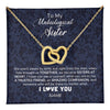 Interlocking Hearts Necklace 18K Yellow Gold Finish | 1 | Personalized To My Unbiological Sister Necklace For Soul Sister Best Friend Bff Birthday Graduation Christmas Pendant Jewelry Customized Gift Box Message Card | teecentury