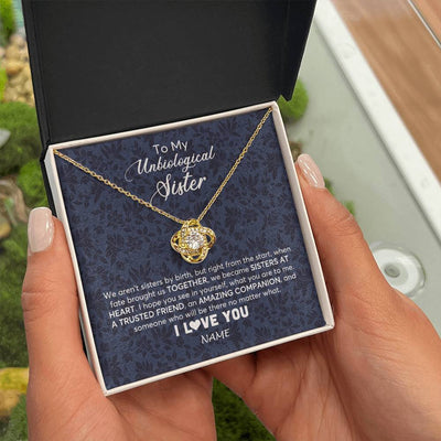 Love Knot Necklace 18K Yellow Gold Finish | 2 | Personalized To My Unbiological Sister Necklace For Soul Sister Best Friend Bff Birthday Graduation Christmas Pendant Jewelry Customized Gift Box Message Card | teecentury