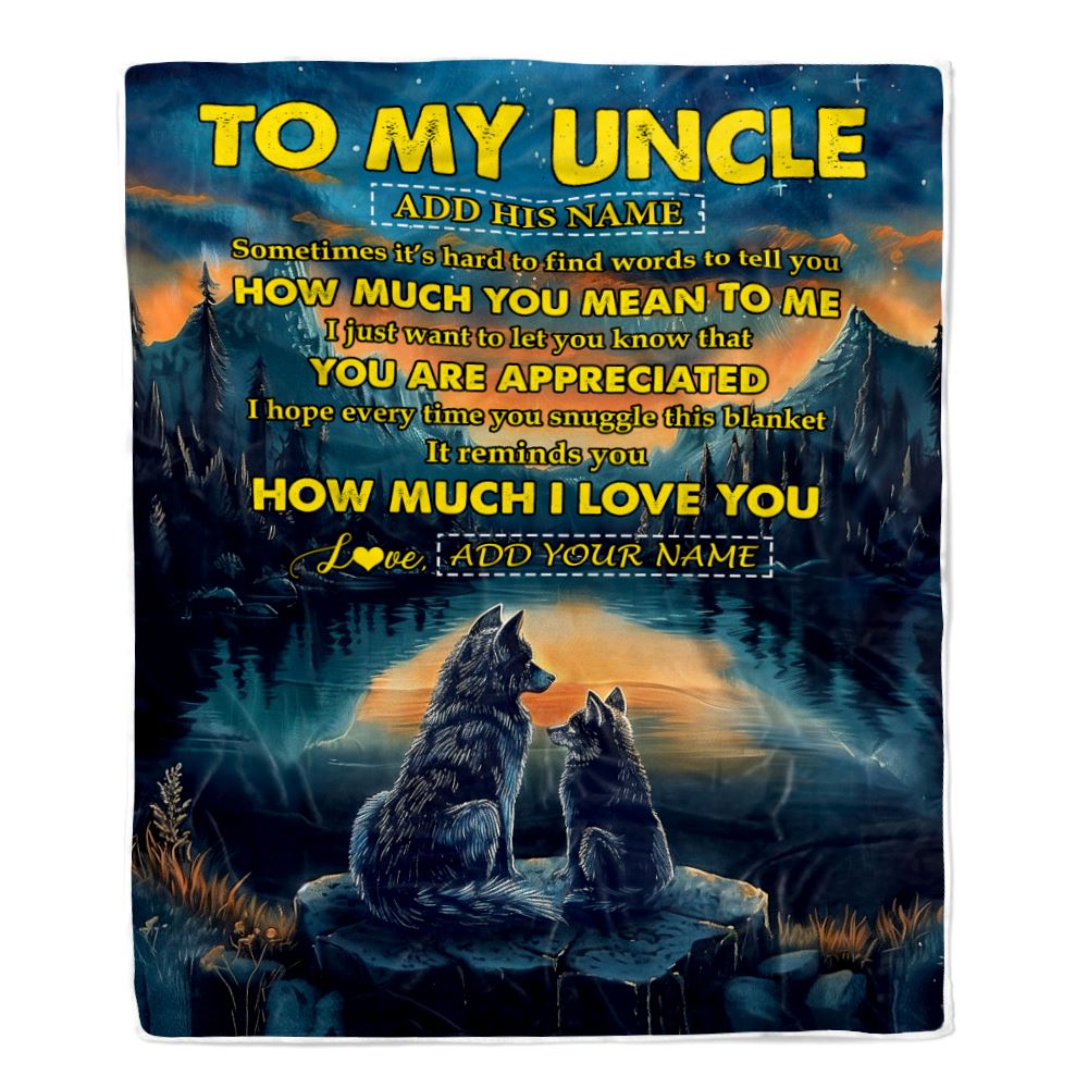 Personalized To My Uncle Blanket Fathers Day Uncle Gifts From Niece Nephew How Much I Love You Wolf Uncle Birthday Gifts Christmas Custom Fleece Blanket | teecentury