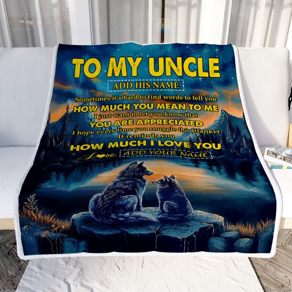 Personalized To My Uncle Blanket Fathers Day Uncle Gifts From Niece Nephew How Much I Love You Wolf Uncle Birthday Gifts Christmas Custom Fleece Blanket | teecentury