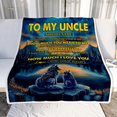 Personalized To My Uncle Blanket Fathers Day Uncle Gifts From Niece Nephew How Much I Love You Wolf Uncle Birthday Gifts Christmas Custom Fleece Blanket | teecentury