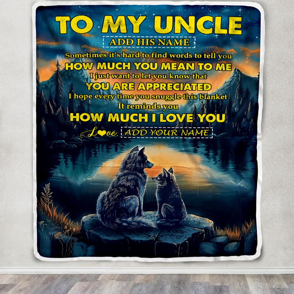 Personalized To My Uncle Blanket Fathers Day Uncle Gifts From Niece Nephew How Much I Love You Wolf Uncle Birthday Gifts Christmas Custom Fleece Blanket | teecentury