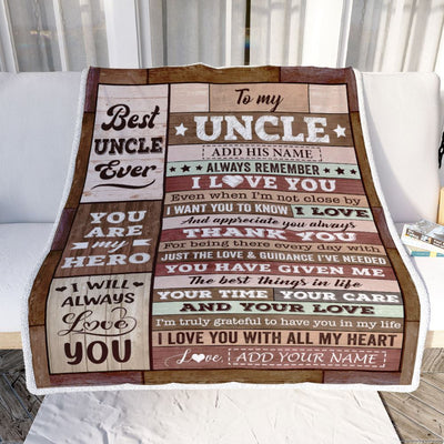 Personalized To My Uncle Blanket Fathers Day Uncle Gifts From Niece Nephew Wood Always Remember I Love You Uncle Birthday Gifts Christmas Custom Fleece Blanket | teecentury