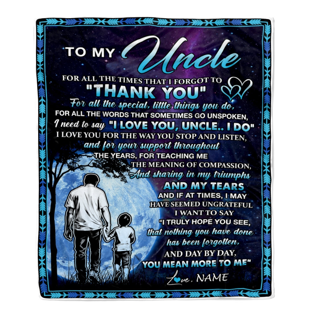 Personalized To My Uncle Blanket From Nephew Thank You Day By Day Uncle Birthday Fathers Day Thanksgiving Christmas Customized Bed Fleece Blanket | teecentury