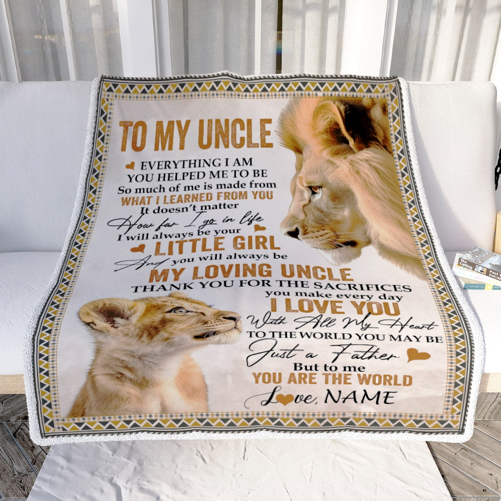 Personalized To My Uncle Blanket From Niece Lion My Loving Father I Love You Uncle Father's Day Birthday Thanksgiving Christmas Customized Fleece Blanket | teecentury