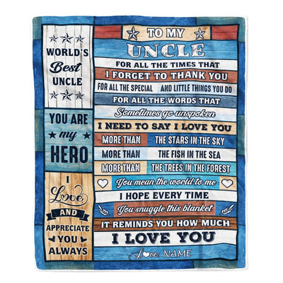 Personalized To My Uncle Blanket From Niece Nephew Wood Best Gifts For Great Uncle Birthday Fathers Day Christmas Customized Fleece Throw Blanket | teecentury