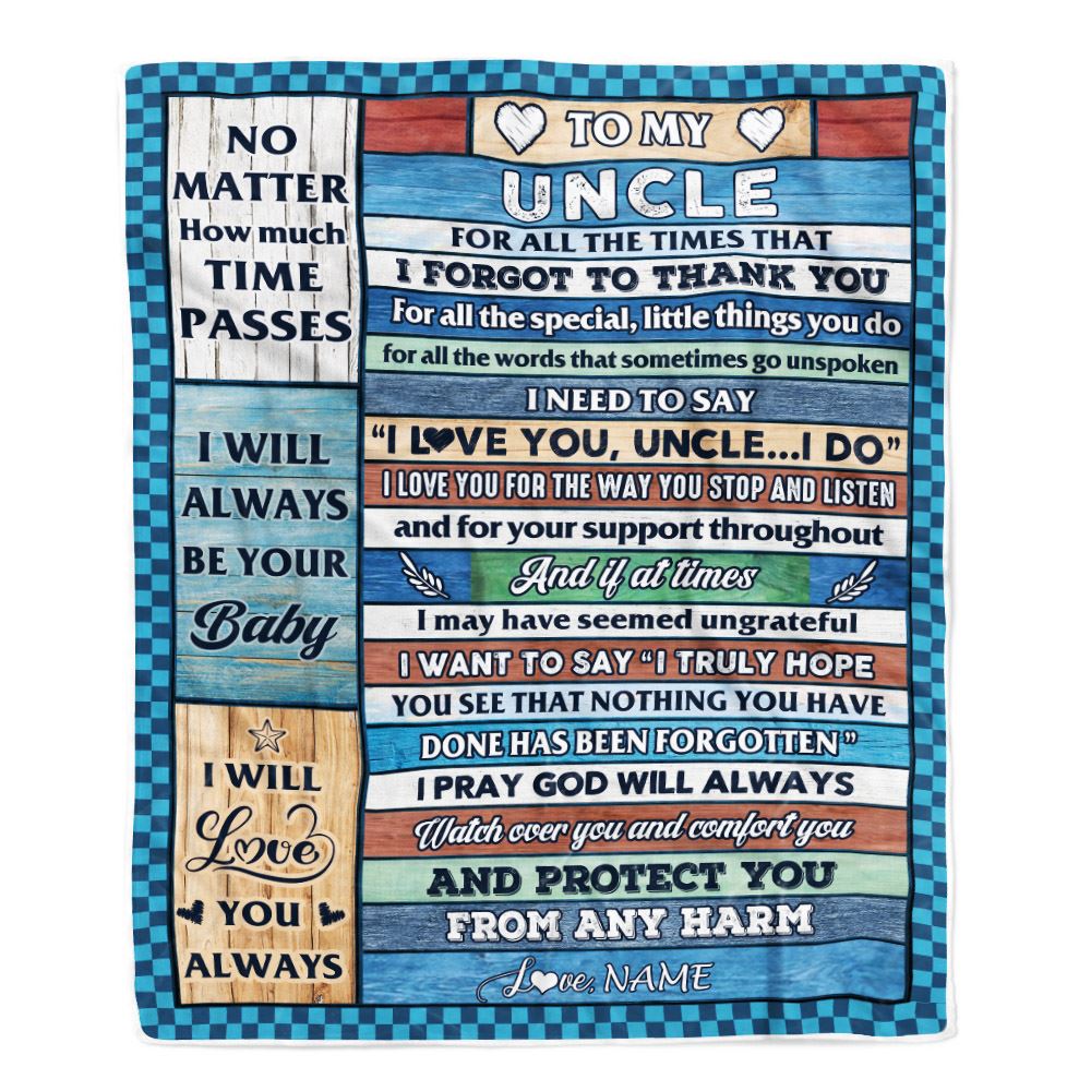 Personalized To My Uncle Blanket From Niece Nephew Wood I Love You Thank You Uncle Birthday Fathers Day Thanksgiving Christmas Customized Gift Fleece Blanket | teecentury