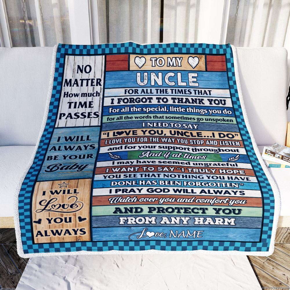 Personalized To My Uncle Blanket From Niece Nephew Wood I Love You Thank You Uncle Birthday Fathers Day Thanksgiving Christmas Customized Gift Fleece Blanket | teecentury