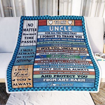 Personalized To My Uncle Blanket From Niece Nephew Wood I Love You Thank You Uncle Birthday Fathers Day Thanksgiving Christmas Customized Gift Fleece Blanket | teecentury