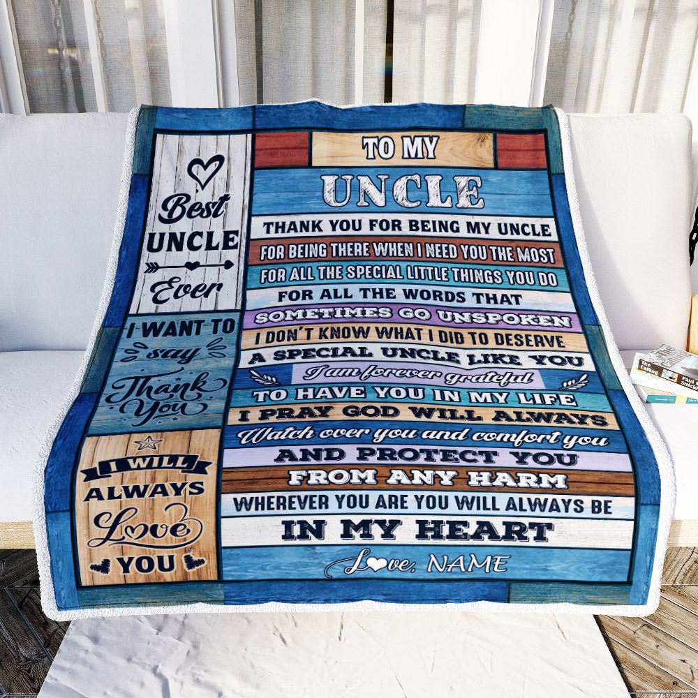 Personalized To My Uncle Blanket From Niece Nephew Wood Thank You For Being My Uncle Gift Birthday Fathers Day Thanksgiving Christmas Customized Fleece Blanket | teecentury