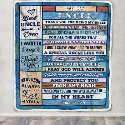 Personalized To My Uncle Blanket From Niece Nephew Wood Thank You For Being My Uncle Gift Birthday Fathers Day Thanksgiving Christmas Customized Fleece Blanket | teecentury