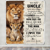Personalized To My Uncle Blanket From Niece Nephew You Are The Greatest Lion Uncle Birthday Gifts Fathers Day Christmas Customized Travel Fleece Throw Blanket | teecentury