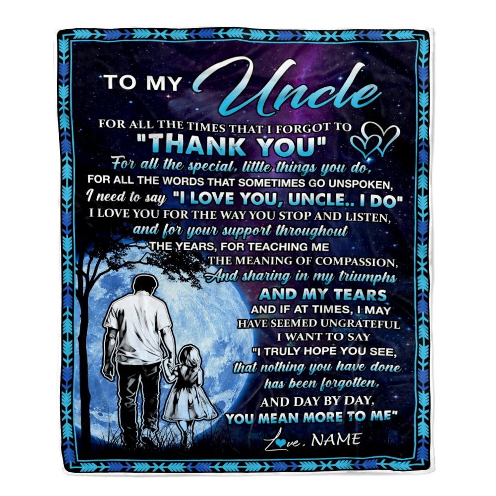 Personalized To My Uncle Blanket From Niece Thank You Day By Day Uncle Birthday Fathers Day Thanksgiving Christmas Customized Bed Fleece Blanket | teecentury