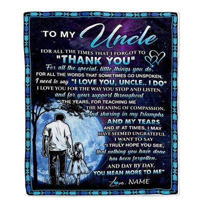 Personalized To My Uncle Blanket From Niece Thank You Day By Day Uncle Birthday Fathers Day Thanksgiving Christmas Customized Bed Fleece Blanket | teecentury