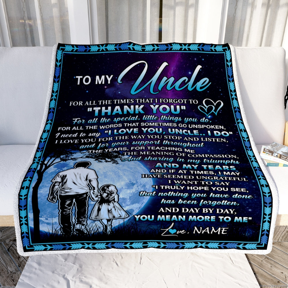 Personalized To My Uncle Blanket From Niece Thank You Day By Day Uncle Birthday Fathers Day Thanksgiving Christmas Customized Bed Fleece Blanket | teecentury