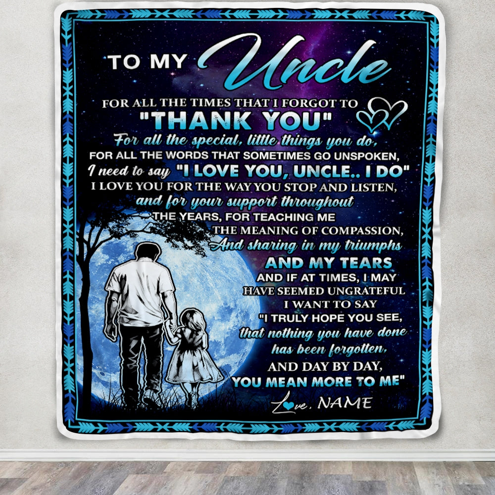 Personalized To My Uncle Blanket From Niece Thank You Day By Day Uncle Birthday Fathers Day Thanksgiving Christmas Customized Bed Fleece Blanket | teecentury