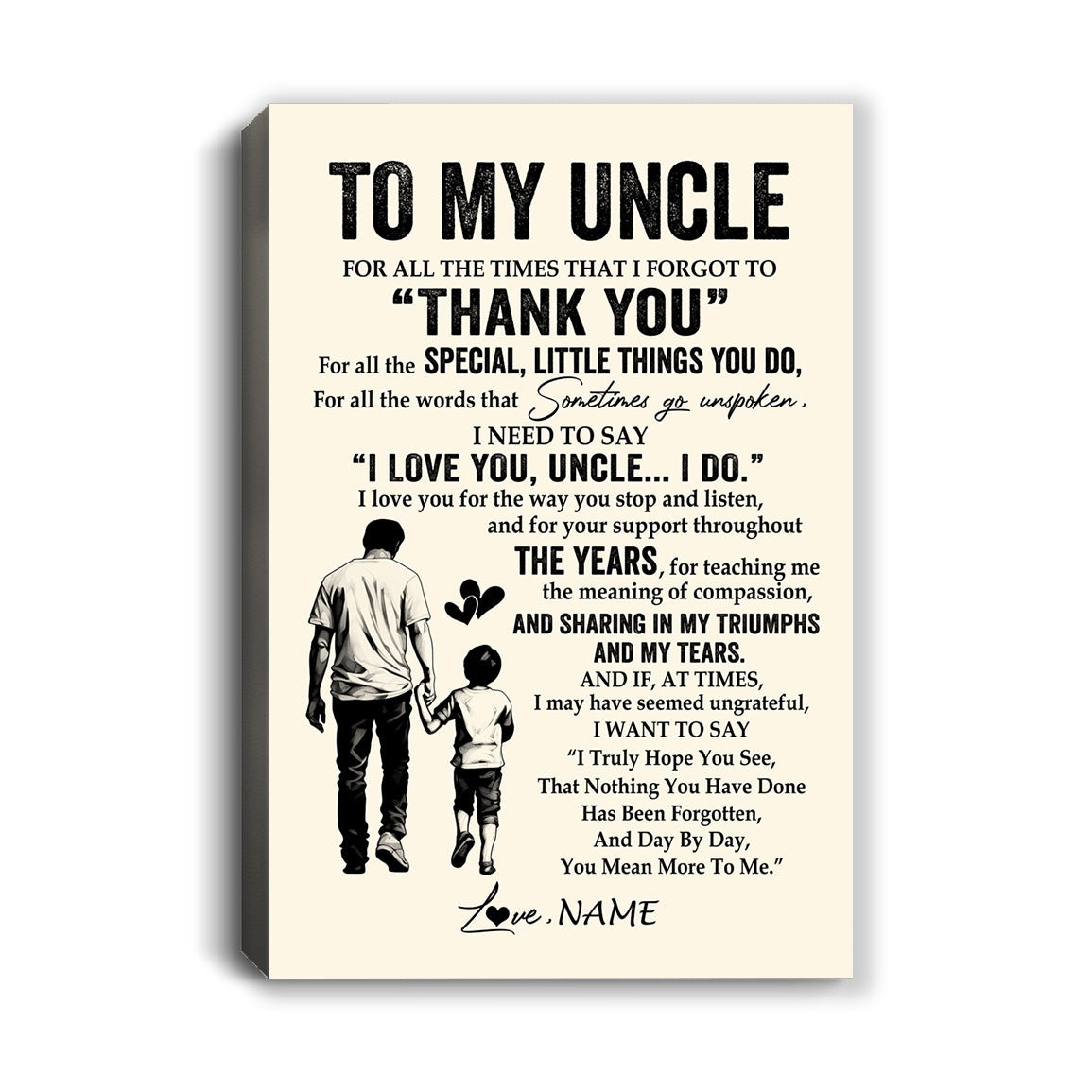 Personalized To My Uncle Canvas From Nephew For All The Times That I Forgot To Thank You Uncle Birthday Fathers Day Christmas Custom Wall Art Print Framed Canvas | teecentury
