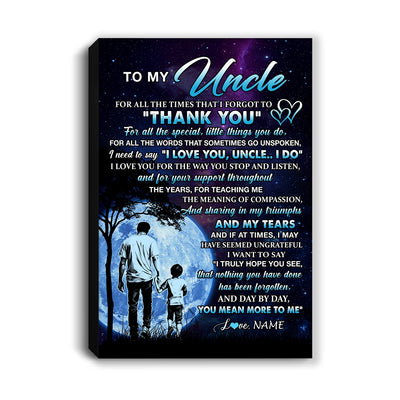 Personalized To My Uncle Canvas From Nephew Thank You Day By Day Uncle Birthday Fathers Day Thanksgiving Christmas Custom Wall Art Print Framed Canvas | teecentury