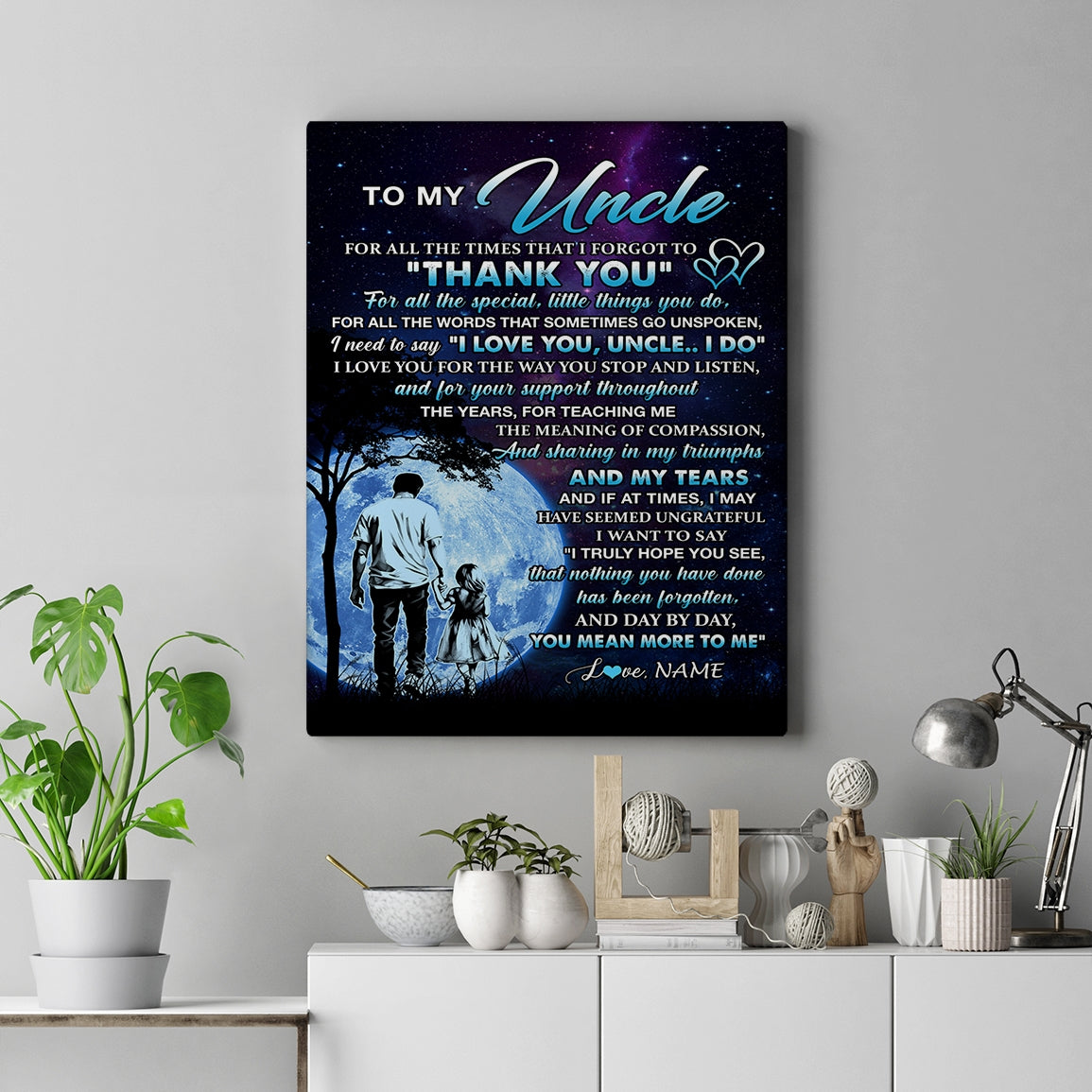 Personalized To My Uncle Canvas From Niece Thank You Day By Day Uncle Birthday Fathers Day Thanksgiving Christmas Custom Wall Art Print Framed Canvas | teecentury