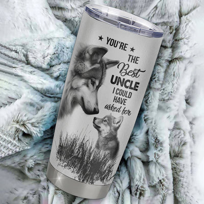 Personalized To My Uncle From Nephew Stainless Steel Tumbler Cup Wolf Always Be Your Little Boy Uncle Fathers Day Birthday Christmas Travel Mug | teecentury
