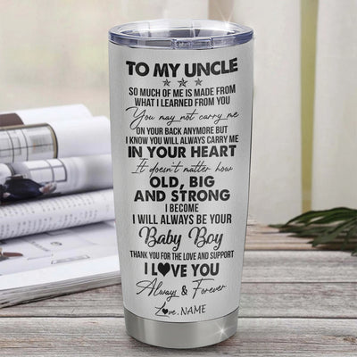 Personalized To My Uncle From Nephew Stainless Steel Tumbler Cup Wolf Always Be Your Little Boy Uncle Fathers Day Birthday Christmas Travel Mug | teecentury