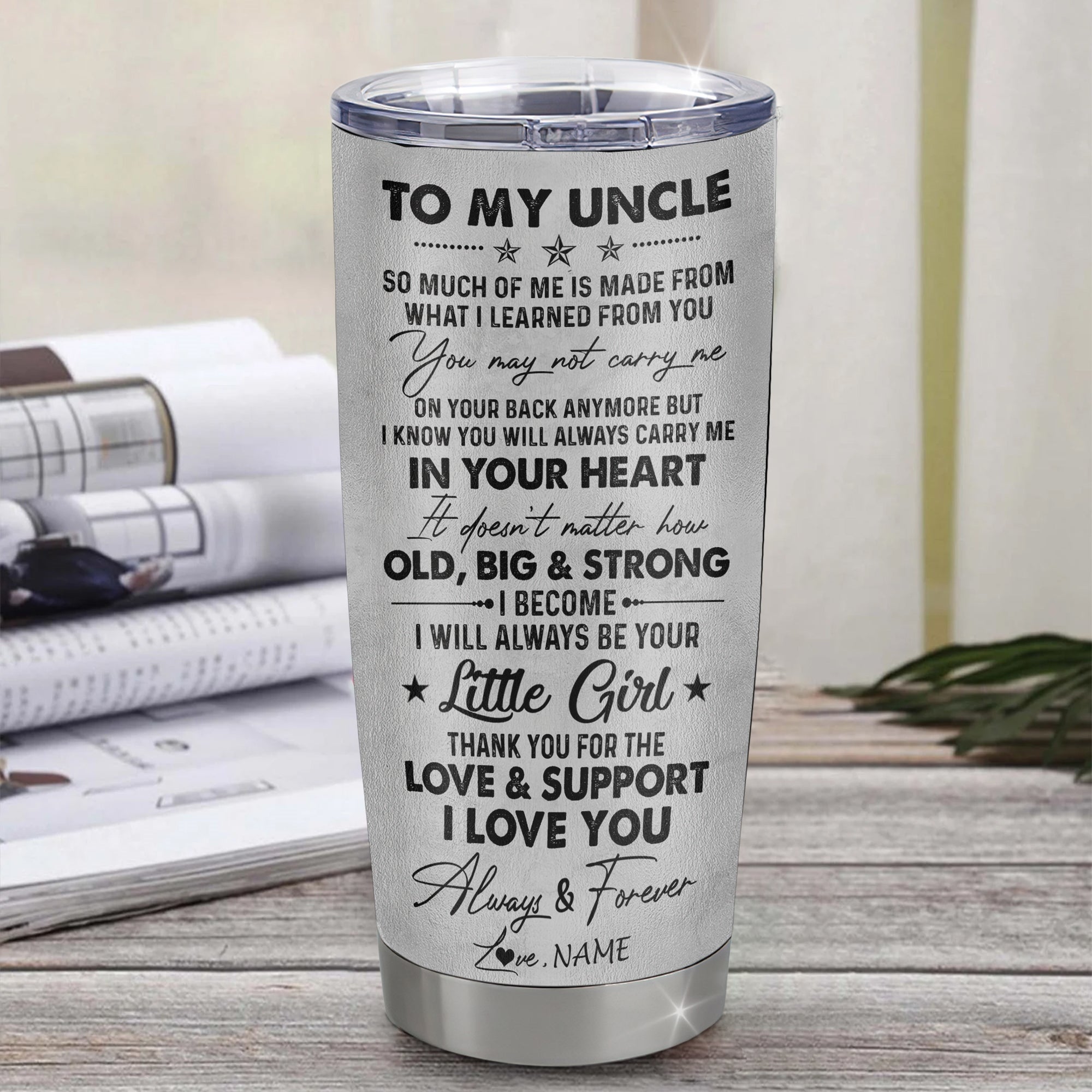 Personalized To My Uncle From Niece Litte Girl Stainless Steel Tumbler Cup Love You Always And Forever Lion Uncle Fathers Day Birthday Christmas Travel Mug | teecentury