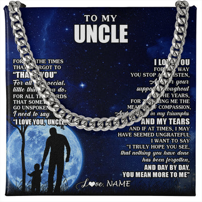 Cuban Link Chain Necklace Stainless Steel | 1 | Personalized To My Uncle Necklace From Nephew Niece Thank You Grateful Love Uncle Birthday Gifts Fathers Day Christmas Customized Gift Box Message Card | teecentury