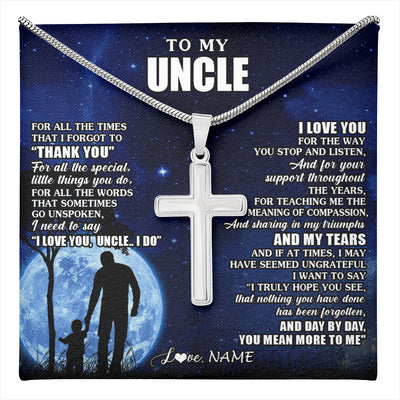 Stainless Cross Necklace Stainless Steel | 1 | Personalized To My Uncle Necklace From Nephew Niece Thank You Grateful Love Uncle Birthday Gifts Fathers Day Christmas Customized Gift Box Message Card | teecentury