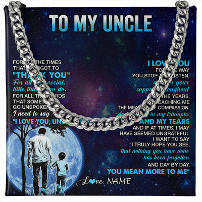 Cuban Link Chain Necklace Stainless Steel | 1 | Personalized To My Uncle Necklace From Nephew Thank You Day By Day Uncle Birthday Gifts Fathers Day Christmas Customized Gift Box Message Card | teecentury