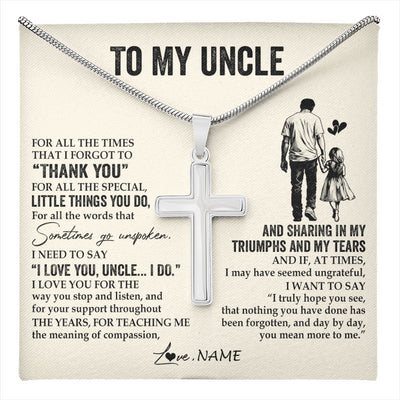 Stainless Cross Necklace Stainless Steel | 1 | Personalized To My Uncle Necklace From Niece For All The Times That I Forgot To Thank You Birthday Fathers Day Christmas Customized Gift Box Message Card | teecentury