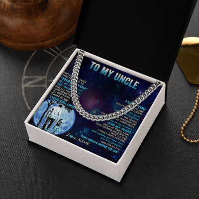 Cuban Link Chain Necklace Stainless Steel | 2 | Personalized To My Uncle Necklace From Niece Thank You Day By Day Uncle Birthday Gifts Fathers Day Christmas Customized Gift Box Message Card | teecentury