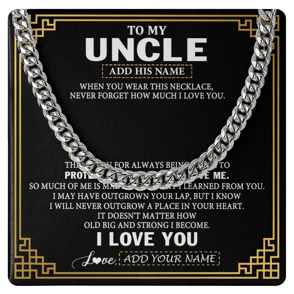 Cuban Link Chain Necklace Stainless Steel | 1 | Personalized To My Uncle Necklace Gift From Niece Nephew I Love You Protect Encourage Love Uncle Gifts For Men Birthday Fathers Day Gift Box Message Card | https://teecentury.