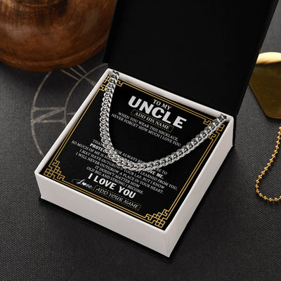 Cuban Link Chain Necklace Stainless Steel | 2 | Personalized To My Uncle Necklace Gift From Niece Nephew I Love You Protect Encourage Love Uncle Gifts For Men Birthday Fathers Day Gift Box Message Card | https://teecentury.