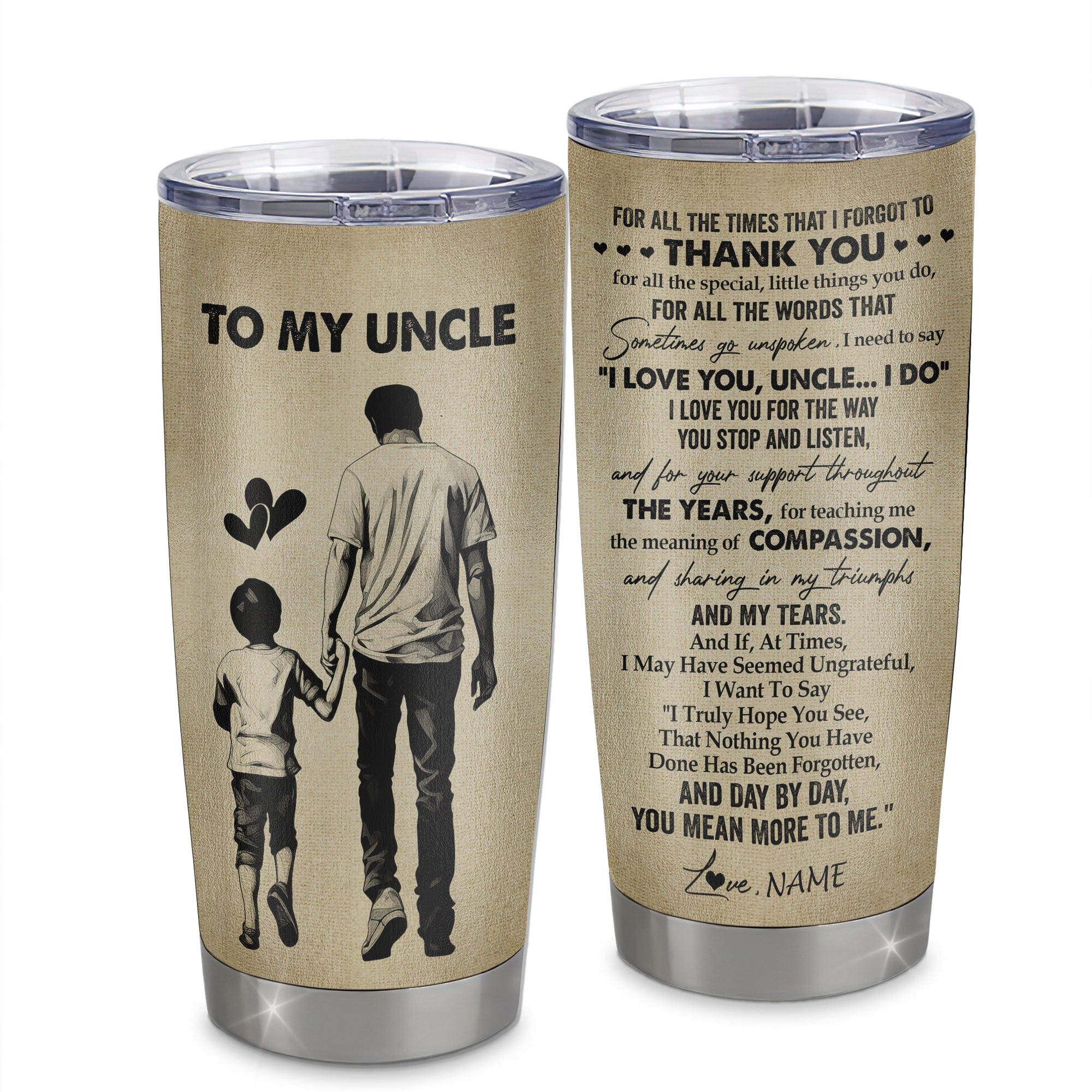Personalized To My Uncle Tumbler From Nephew Stainless Steel Cup For All The Times That I Forgot To Thank You Uncle Birthday Fathers Day Christmas Travel Mug | teecentury